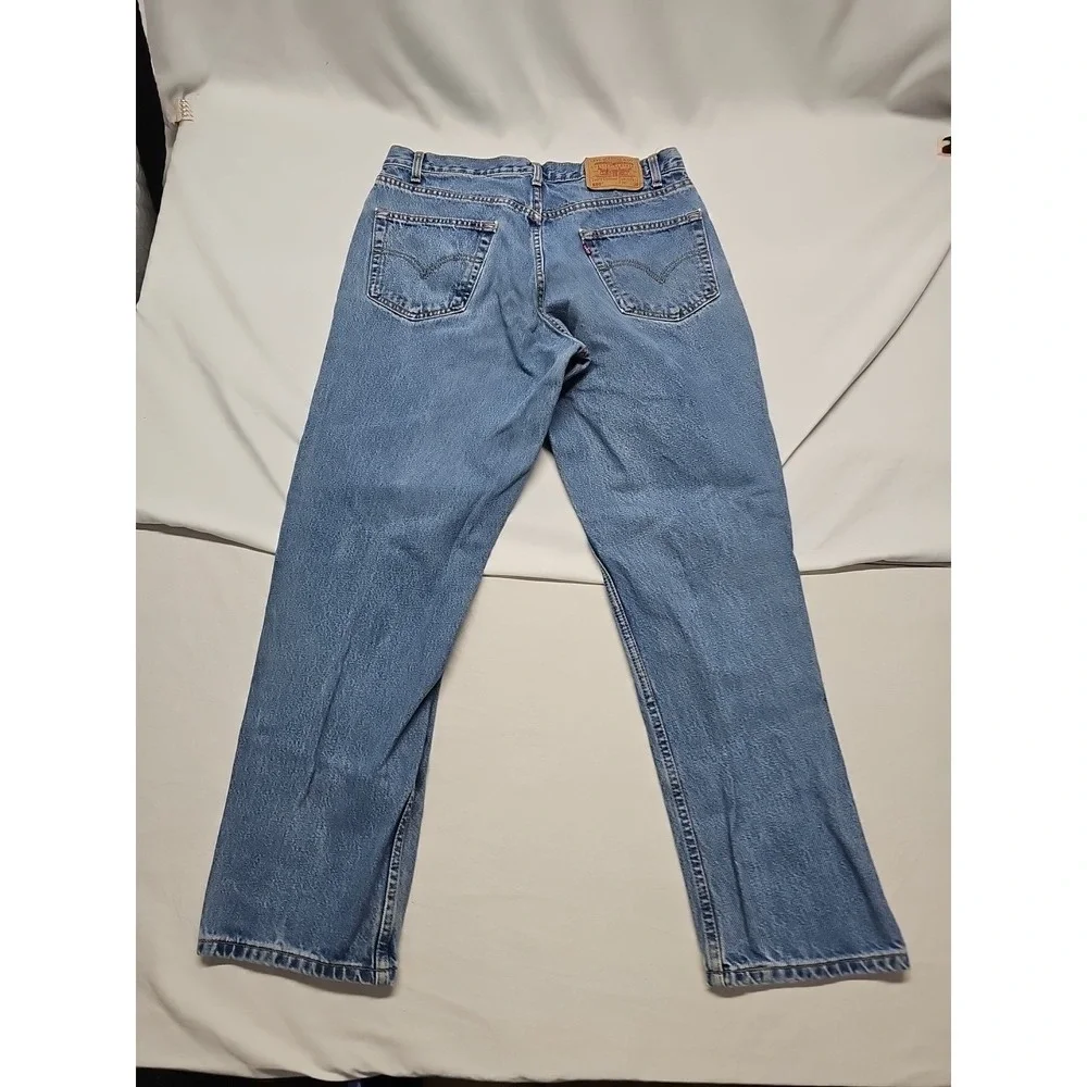 Levi's 550 Mens Blue Relaxed Tapered Vintage Denim Jeans Fading Stained Sz 36x30